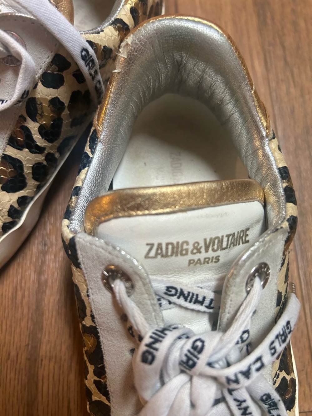 Zadig & Voltaire Women's Leo Wild Sneakers Leopard Metallic Gold White IT36 US7 - Picture 8 of 12